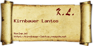Kirnbauer Lantos névjegykártya